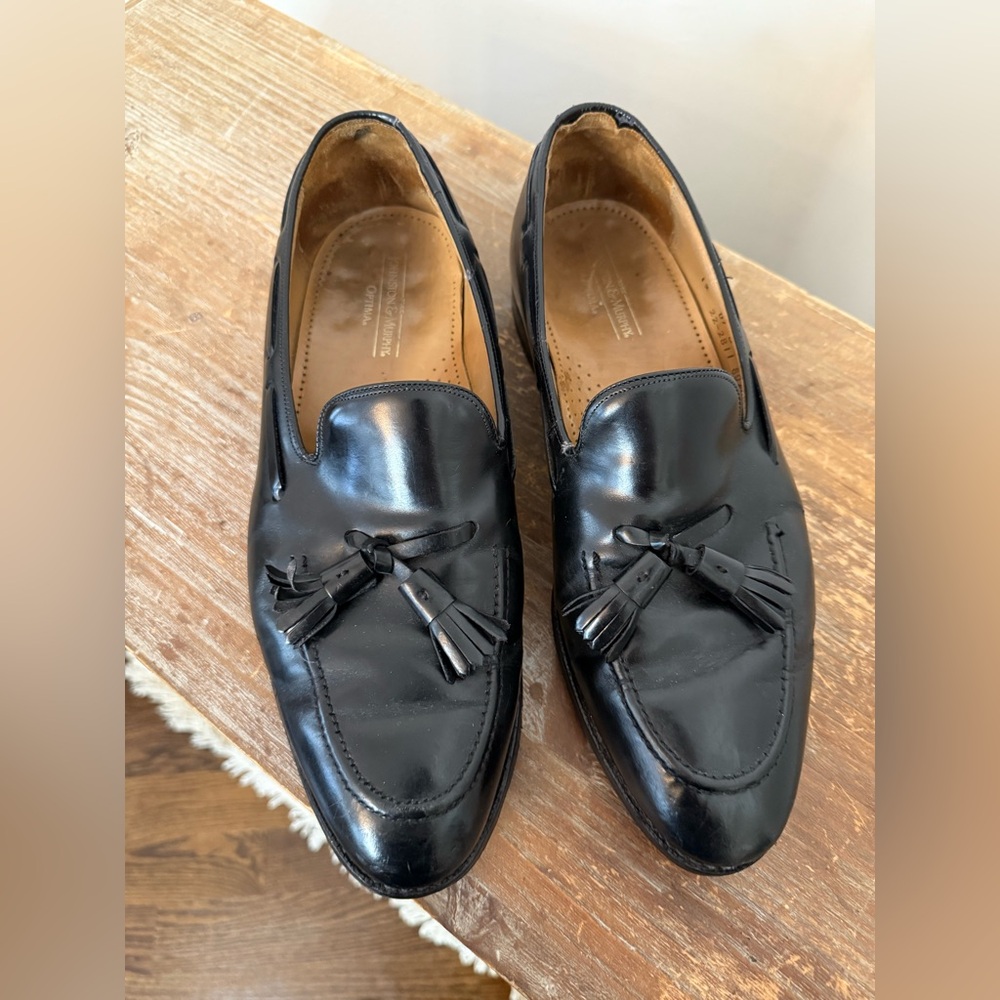Johnston & Murphy Optima Men's Tassel Loafers Black Leather Size 12